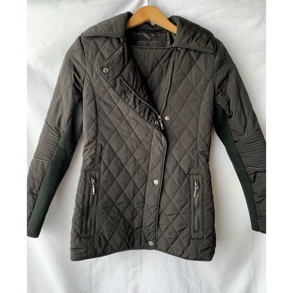 XS, BCBGMaxAzria, black quilted winter jacket